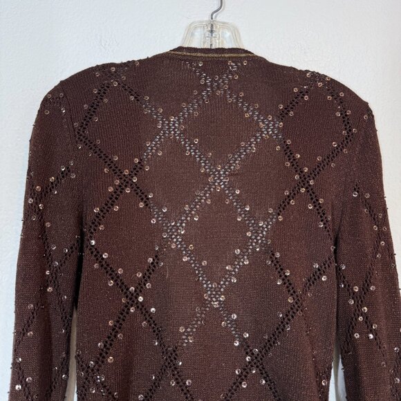 Vintage Cache Cropped Brown Sequin Y2K Sweater Shrug Fairy Grunge Tie Medium - Picture 5 of 10